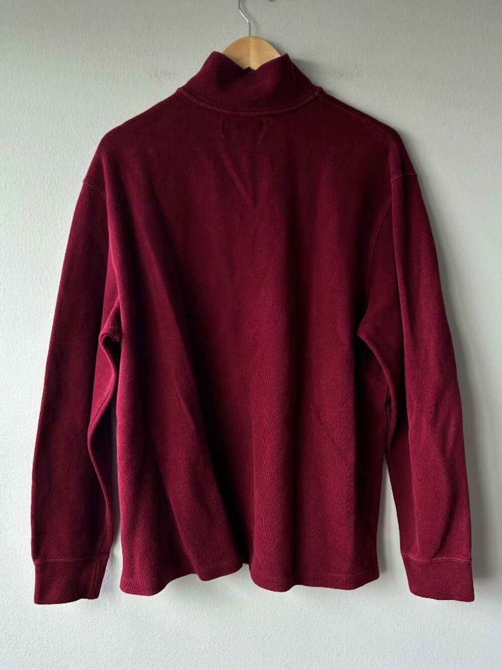 Polo Ralph Lauren XL Burgundy Quarter Zip Sweater Cotton Pony Logo Pullover - Picture 5 of 7